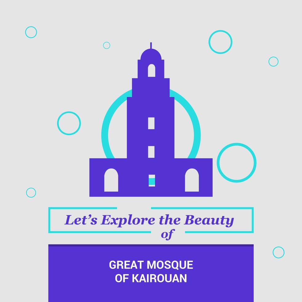 Lets Explore the beauty of Great Mosque of Kairouan Tunisia National Landmarks vector