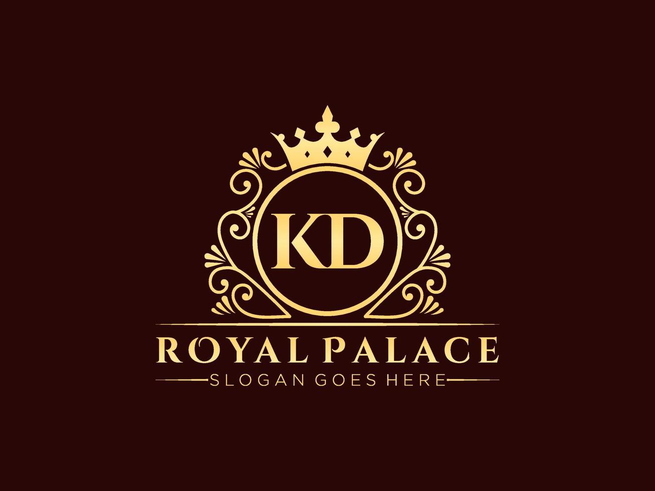 Letter KD Antique royal luxury victorian logo with ornamental frame. vector