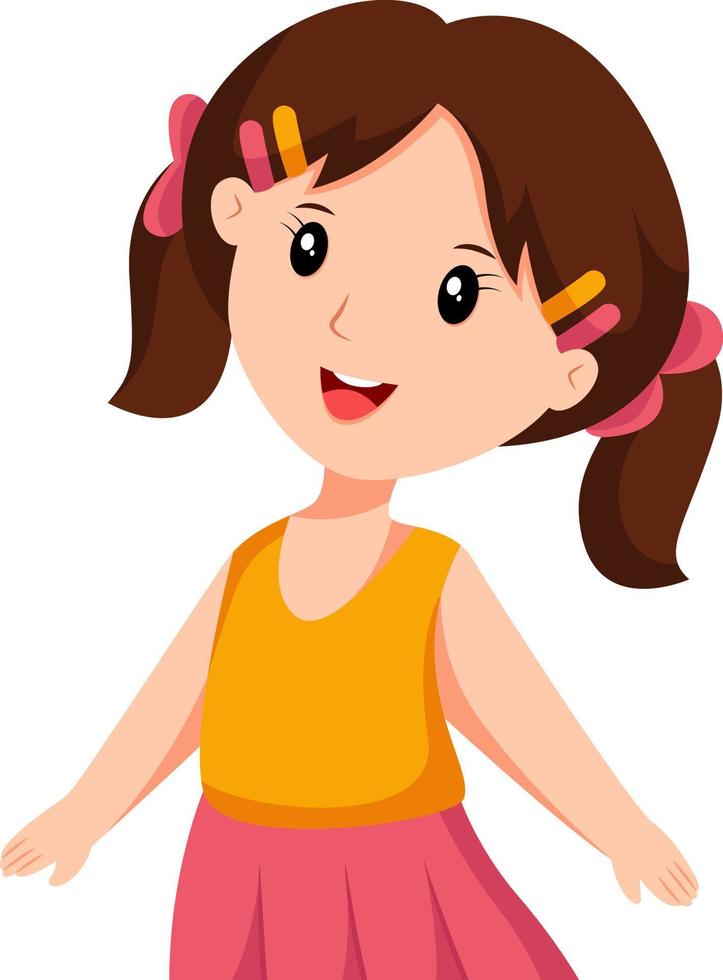 ilustración de diseño de personaje de niña linda vector