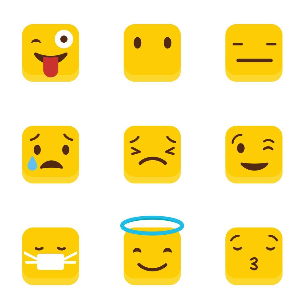 Set of Yellow square emojis design vector