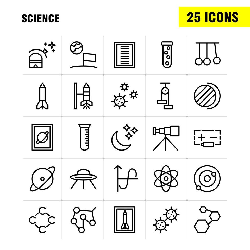 Science Line Icon Pack For Designers And Developers Icons Of Launch Rocket Space Startup Astronomy Solar System Science Vector