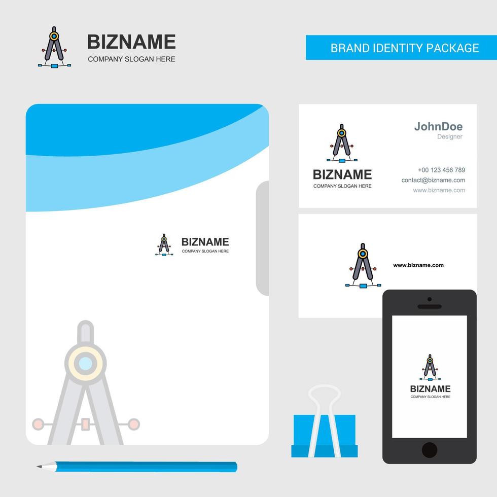 Compass Business Logo File Cover Visiting Card and Mobile App Design Vector Illustration