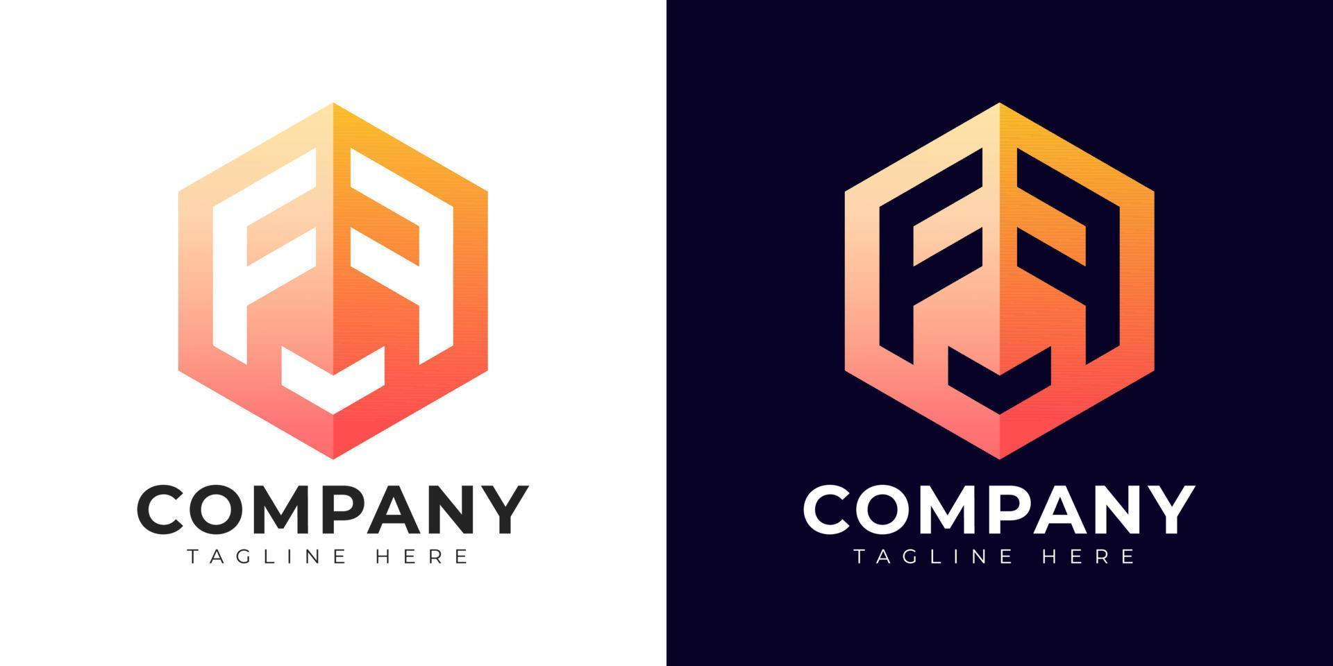 Modern gradient style letter f logo template. F letter design vector with colorful creative hexagon sign.