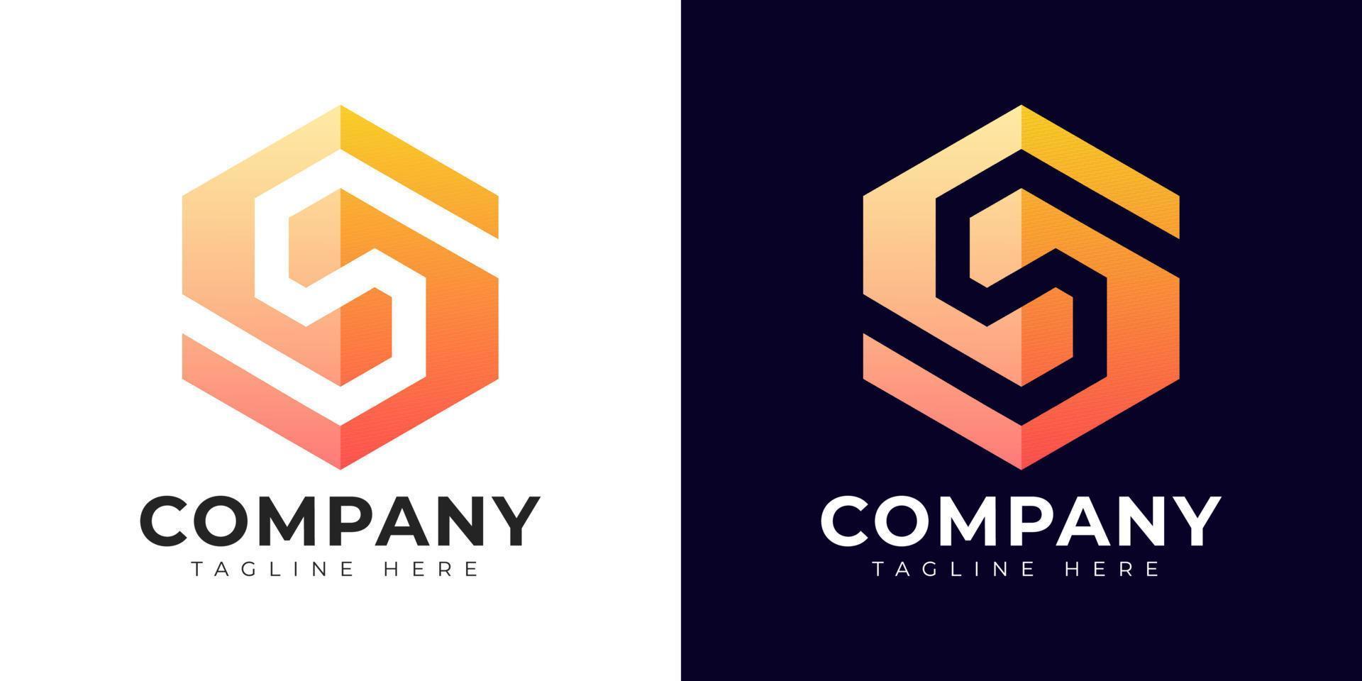 Modern gradient style letter s logo template. S letter design vector with colorful creative hexagon sign.