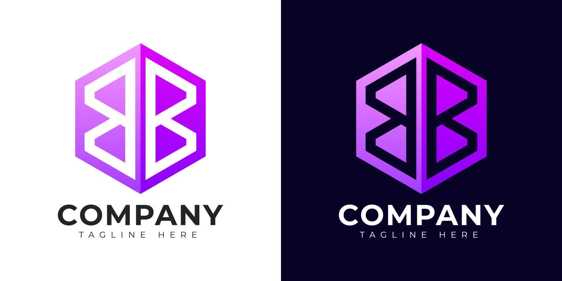 Modern gradient style letter b logo template. B letter design vector with colorful creative hexagon sign.