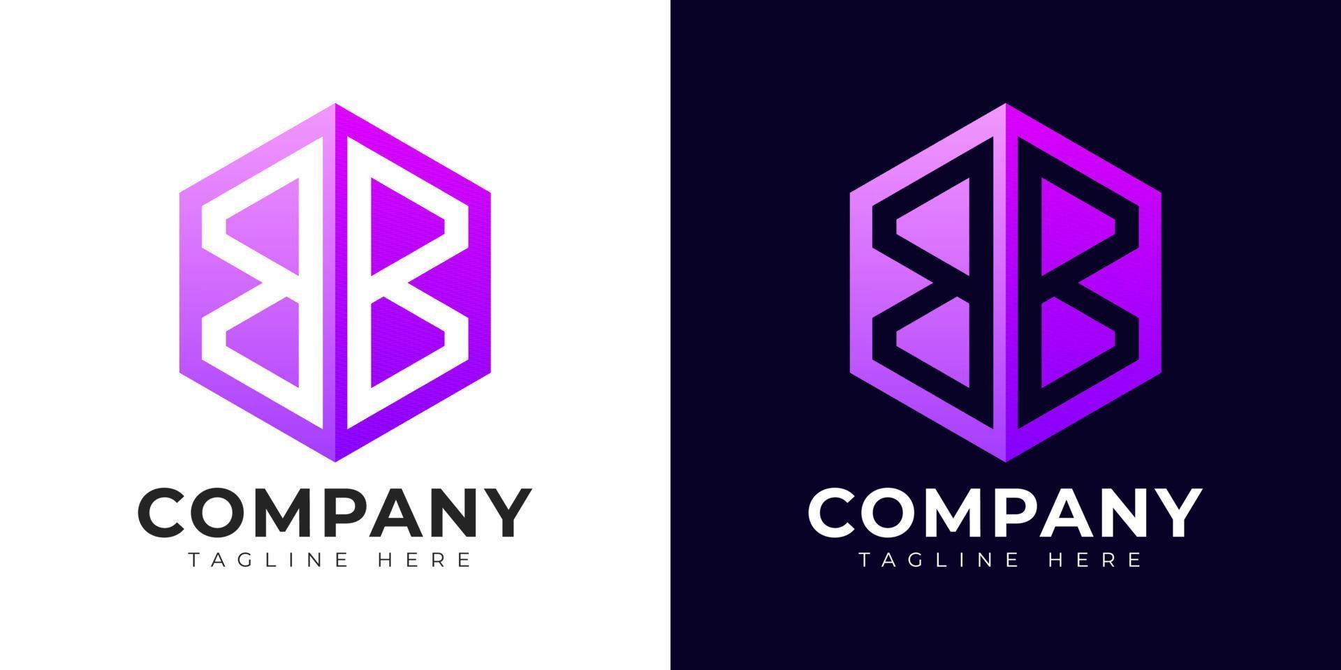 plantilla de logotipo de letra b de estilo degradado moderno. vector de diseño de letra b con colorido signo hexagonal creativo.