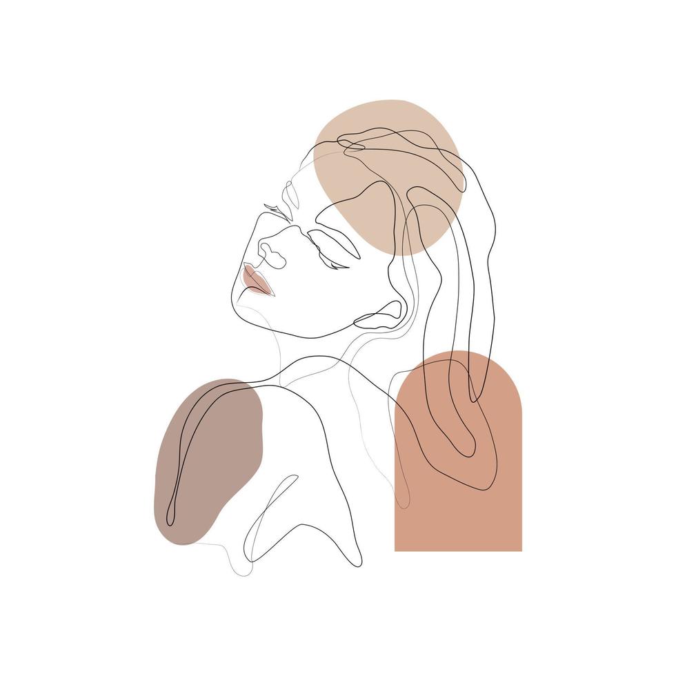 ilustración de retrato de póster de arte de una línea de cara de mujer, dibujo de una línea femenina vector