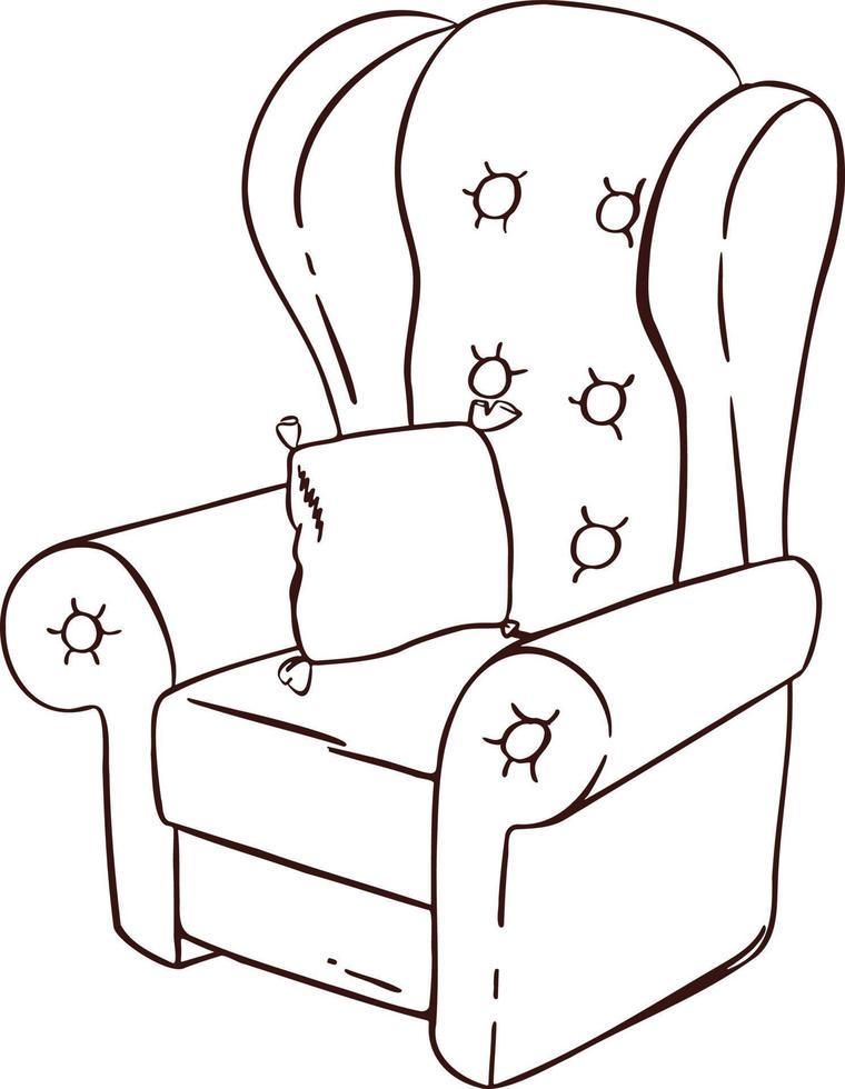 Comfortable easy chair outline illustration vector