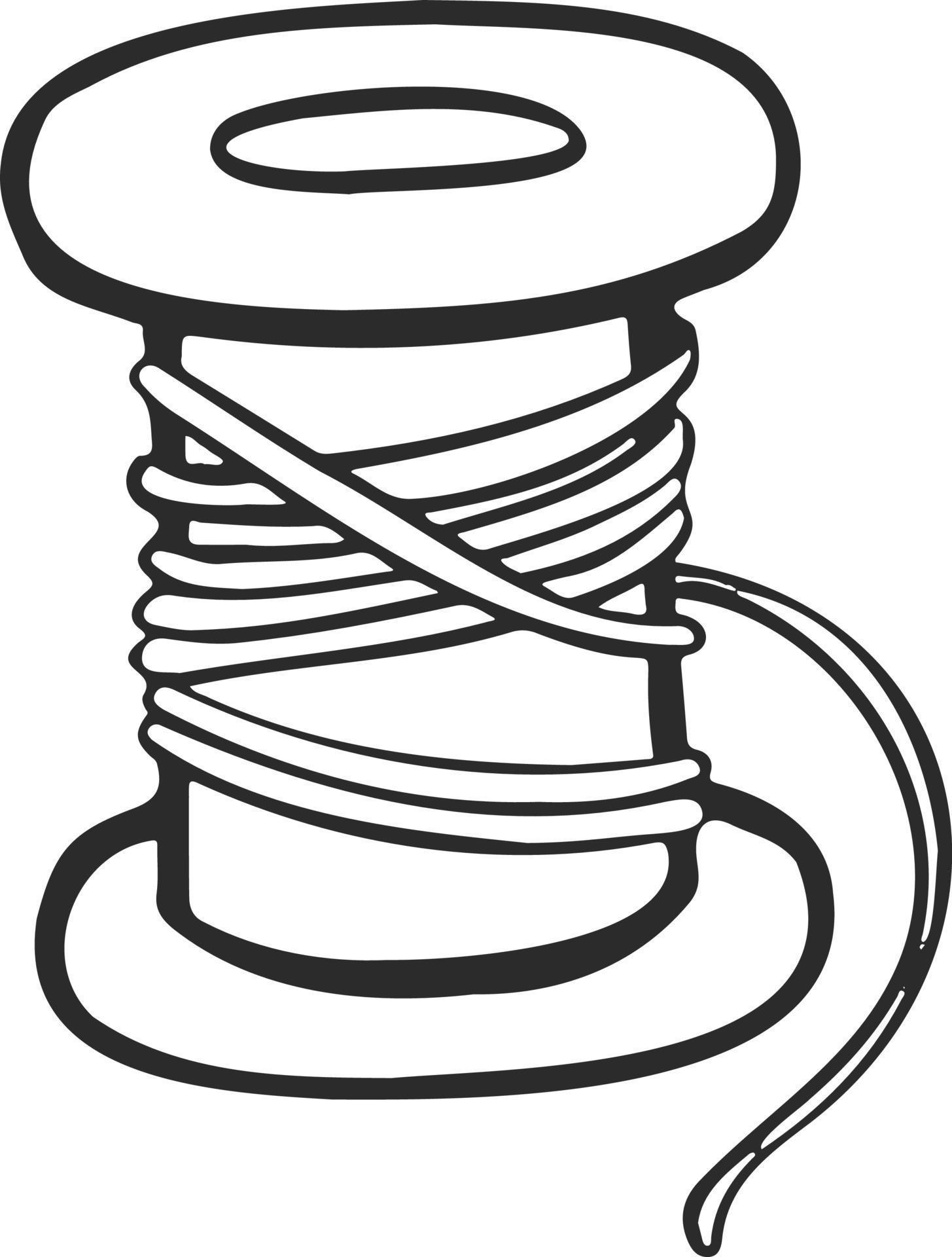 Spool of thread in line vector illustration 14197169 Vector Art at Vecteezy