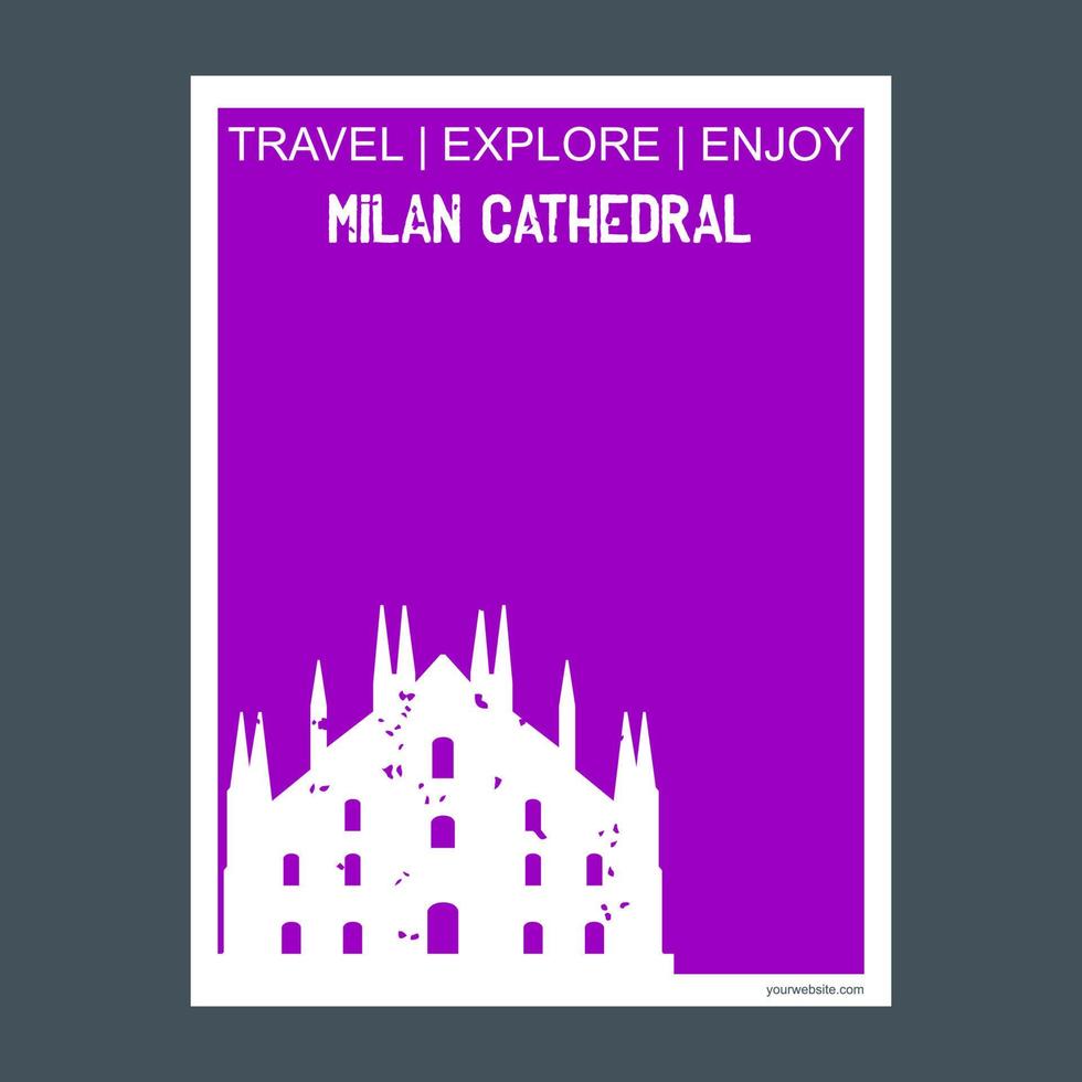 catedral de milán italia monumento hito folleto estilo plano y tipografía vector