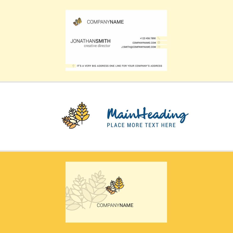 Beautiful Wheat Logo and business card vertical Design Vector