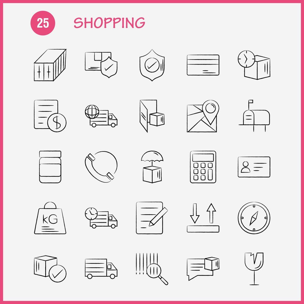 Shopping Hand Drawn Icon for Web Print and Mobile UXUI Kit Such as Bottle Health Shipping Delivery World Transport Map Delivery Pictogram Pack Vector