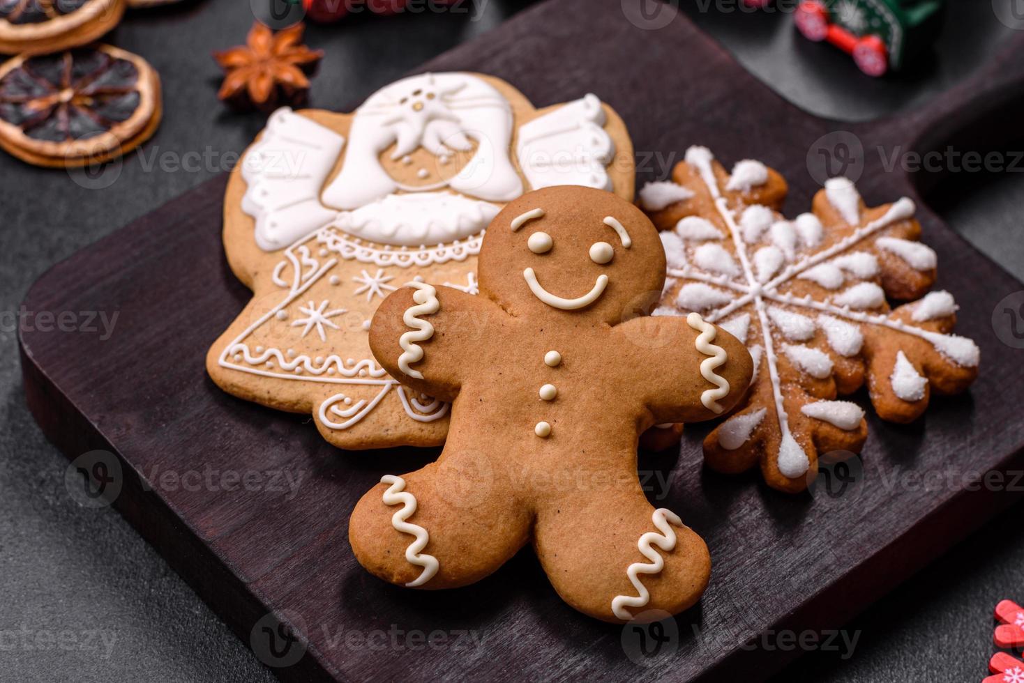 Tasty gingerbread homemade for decorating the festive table for the Christmas holiday photo