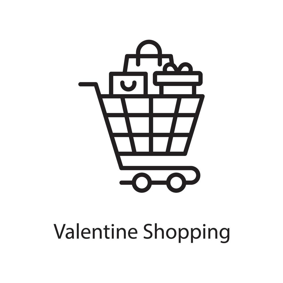 Valentine Shopping Vector Outline Icon Design illustration. Love Symbol on White background EPS 10 File