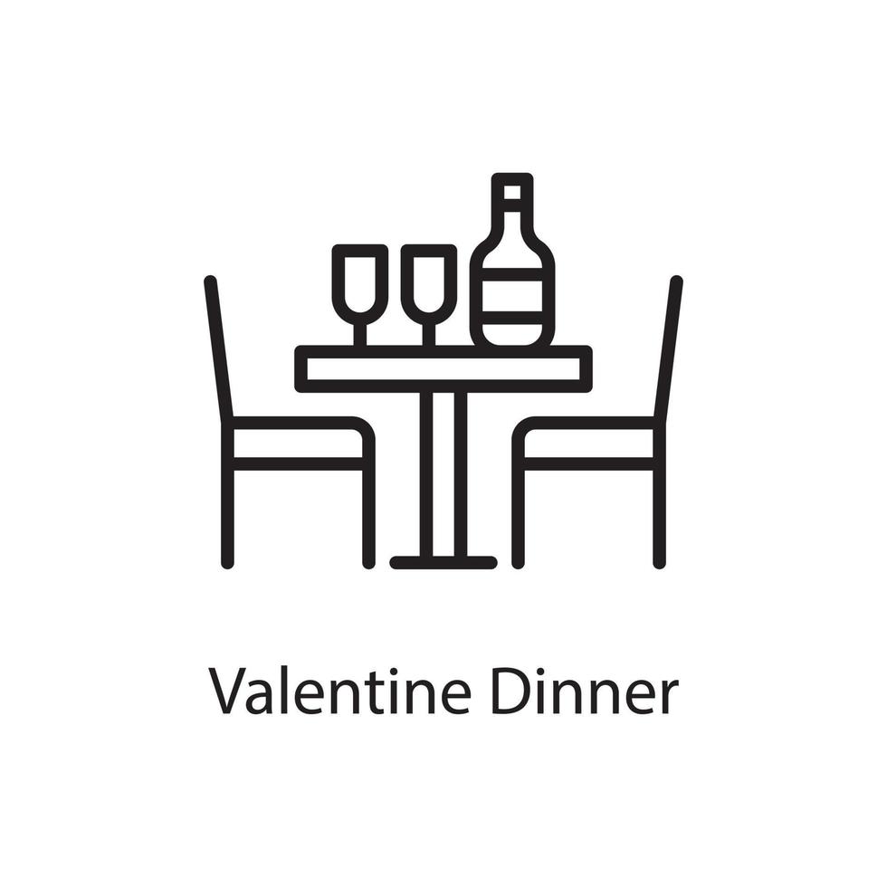 ilustración de diseño de icono de contorno de vector de cena de san valentín. símbolo de amor en el archivo eps 10 de fondo blanco