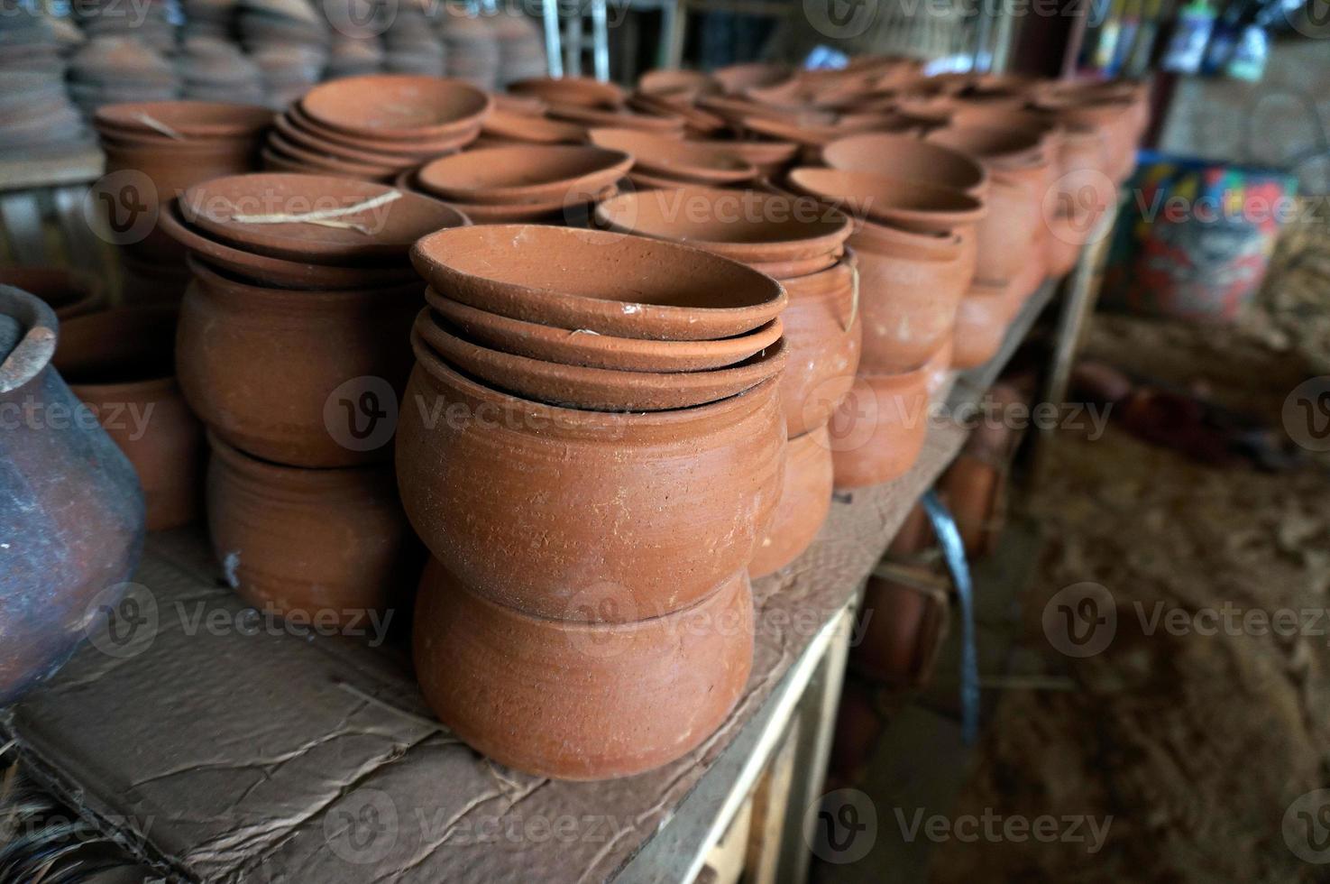 Gerabah or traditional pottery made from clay. Earthenware photo