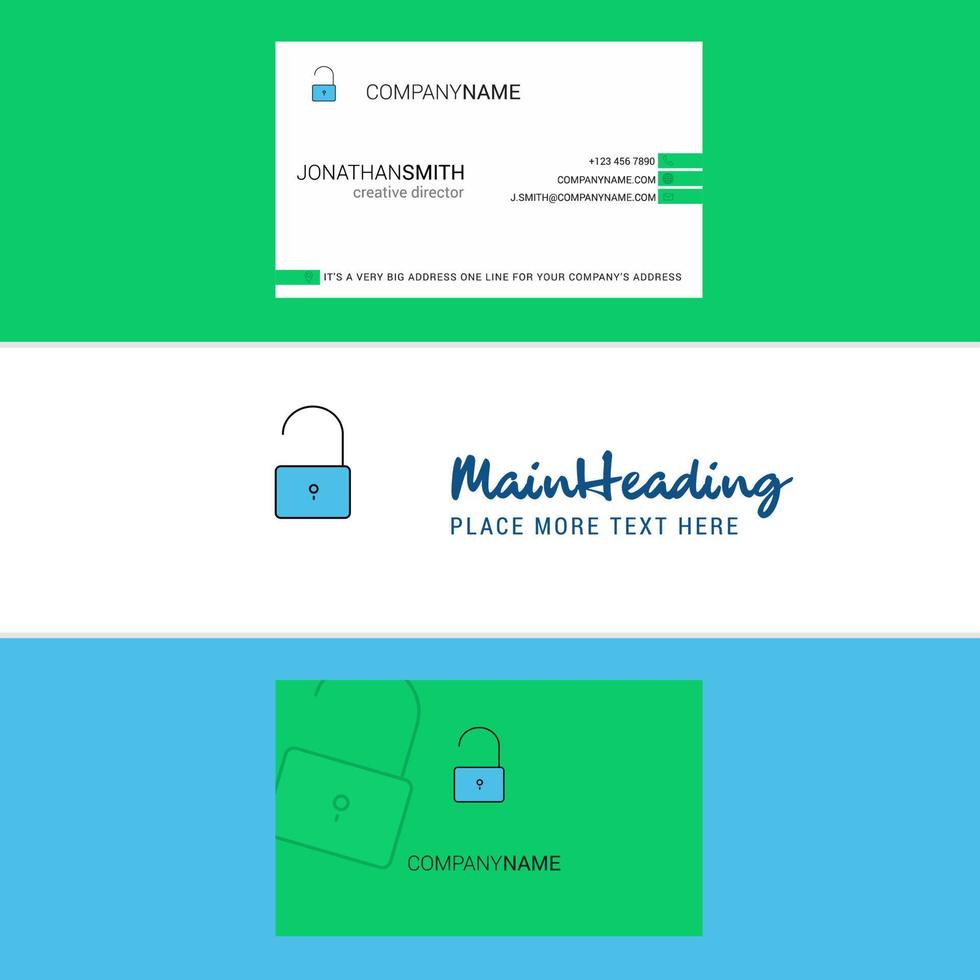 Beautiful Unlock Logo and business card vertical Design Vector