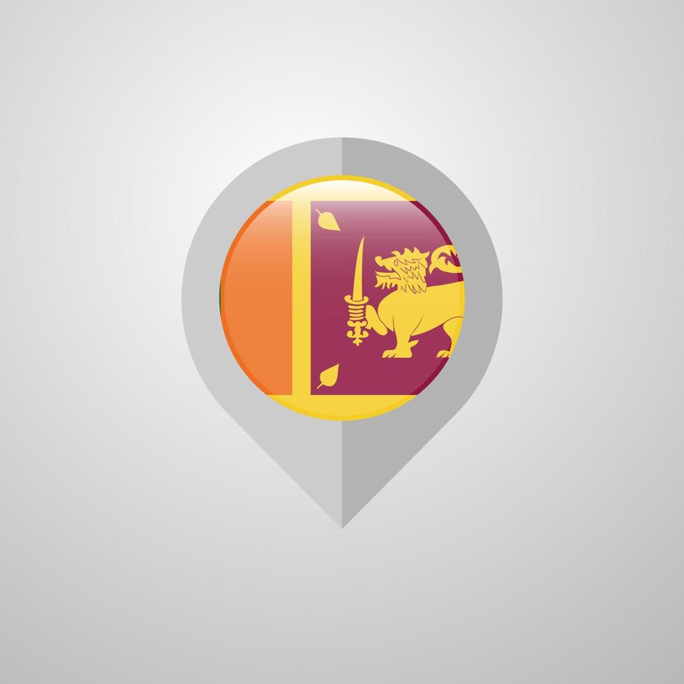 puntero de navegación de mapa con vector de diseño de bandera de sri lanka