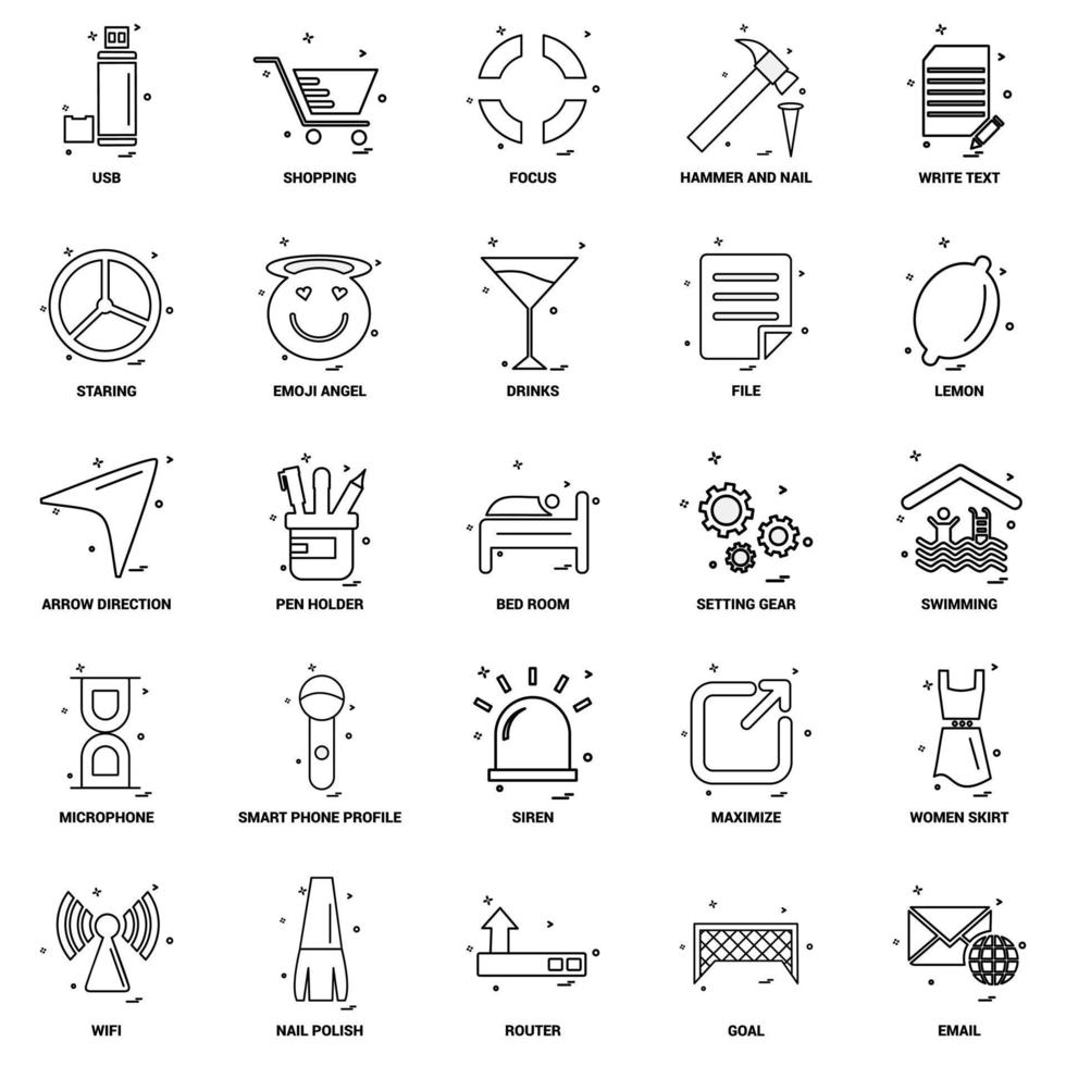 25 Business Concept Mix Line Icon set vector