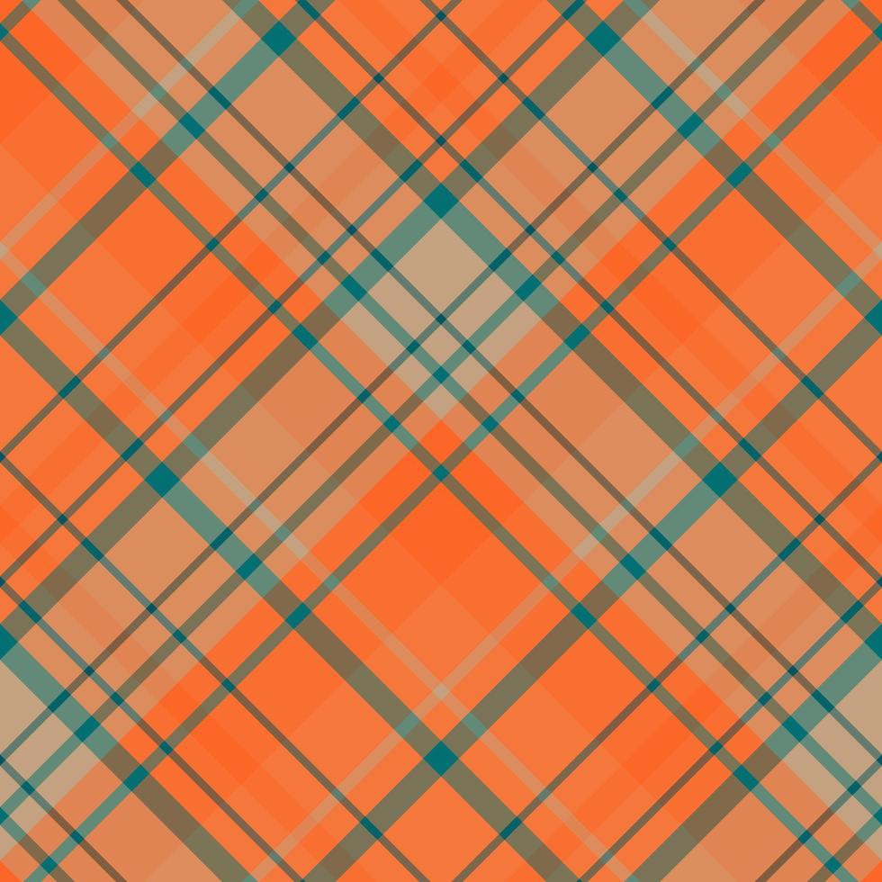 Seamless pattern in orange, beige, dark blue and water green colors for plaid, fabric, textile, clothes, tablecloth and other things. Vector image. 2