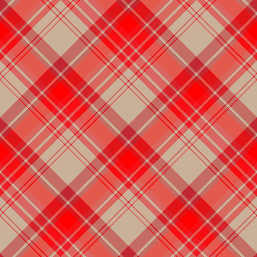 Seamless pattern in red and beige colors for plaid, fabric, textile, clothes, tablecloth and other things. Vector image. 2