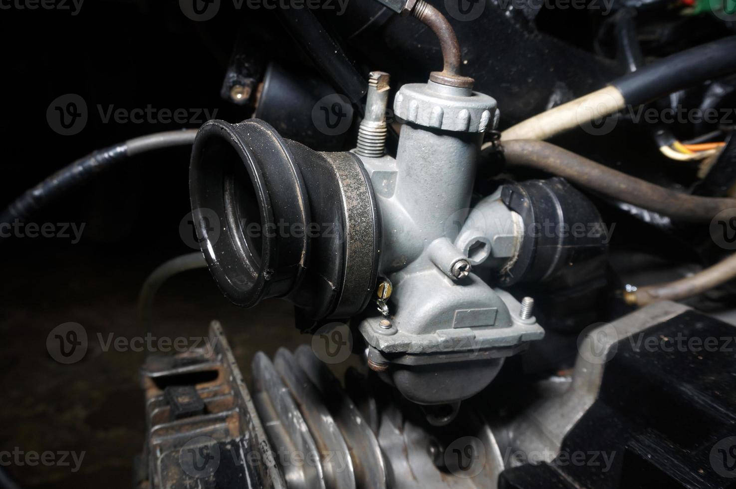 old motorcycle carburators, selective focus photo
