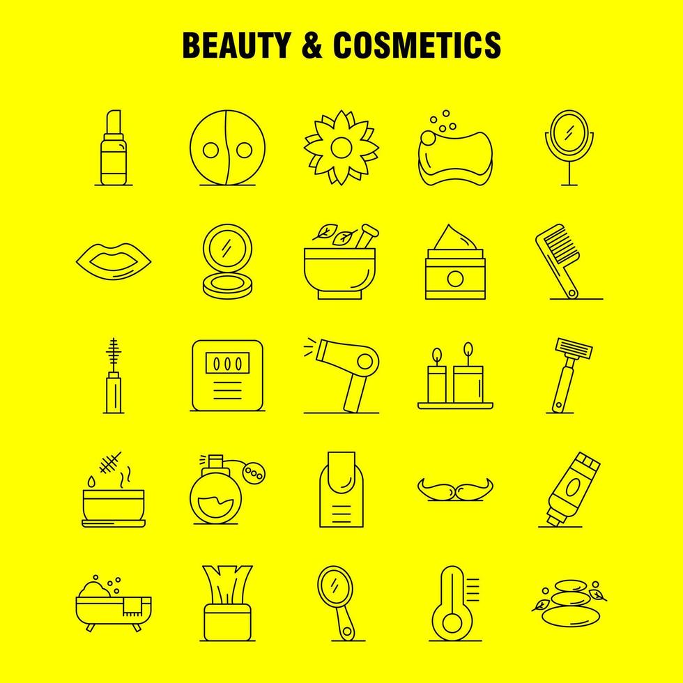 Beauty And Cosmetics Line Icons Set For Infographics Mobile UXUI Kit And Print Design Include Beauty Cosmetic Lipstick Cosmetic Mortar Natural Vessel Flower Icon Set Vector