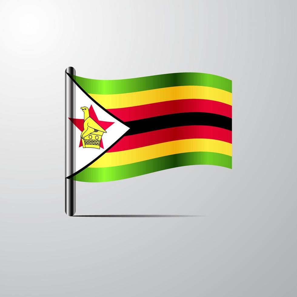 Zimbabwe waving Shiny Flag design vector
