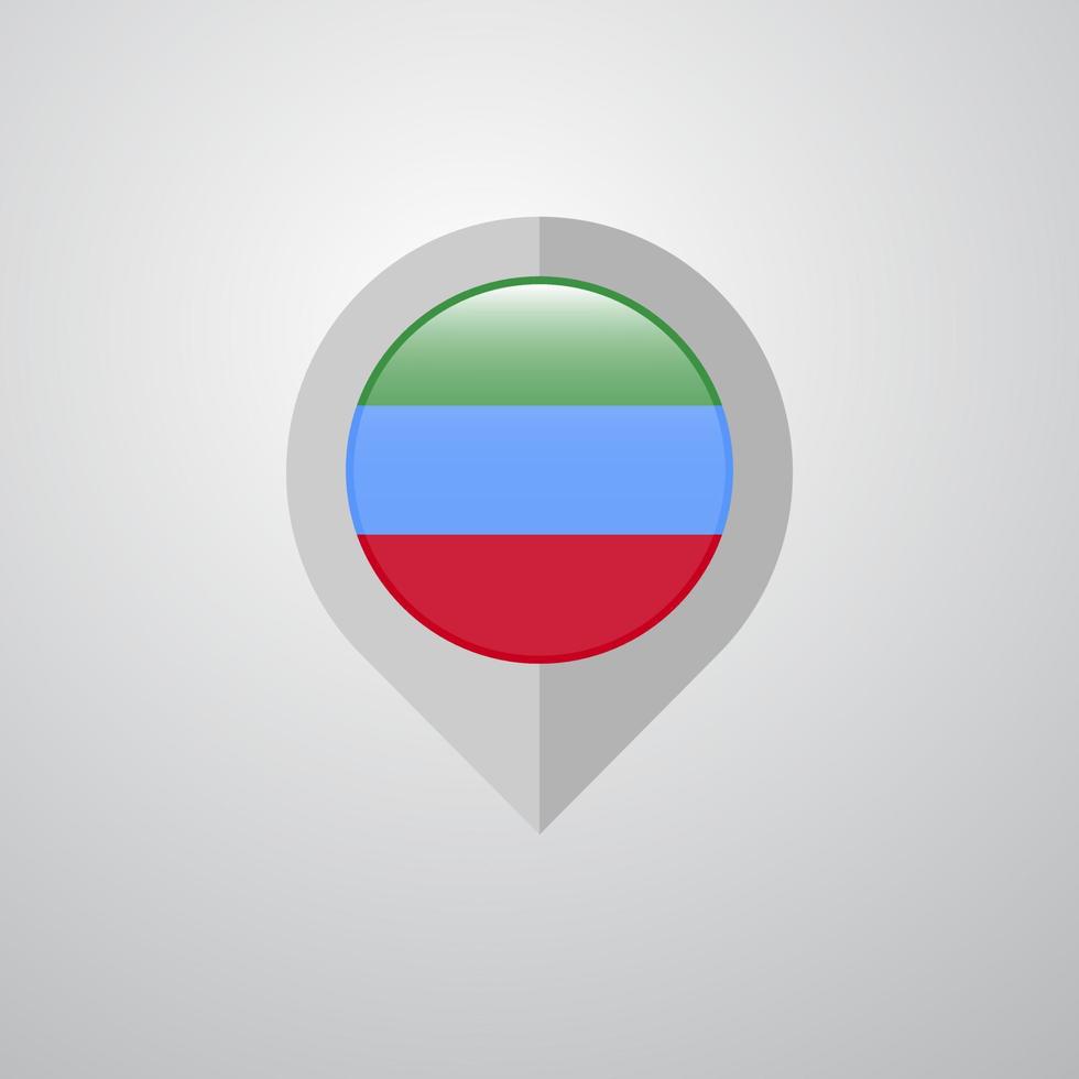Map Navigation pointer with Dagestan flag design vector