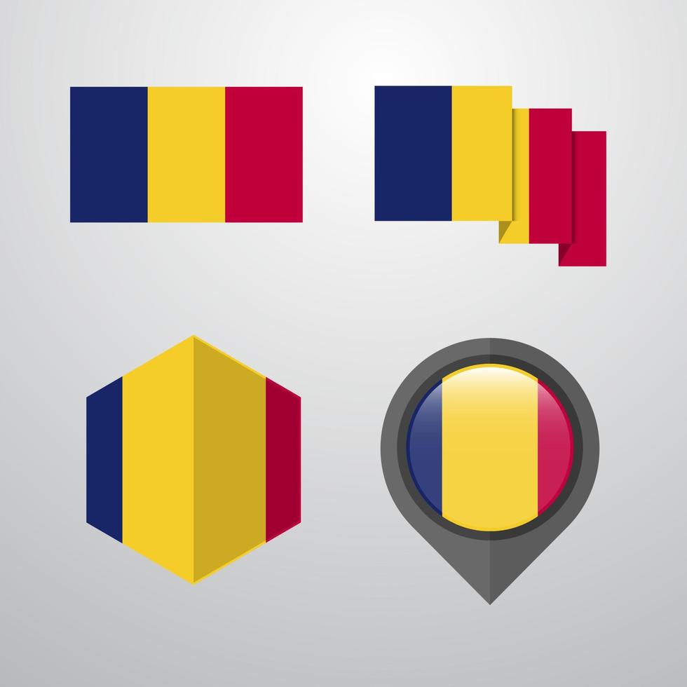 Chad flag design set vector