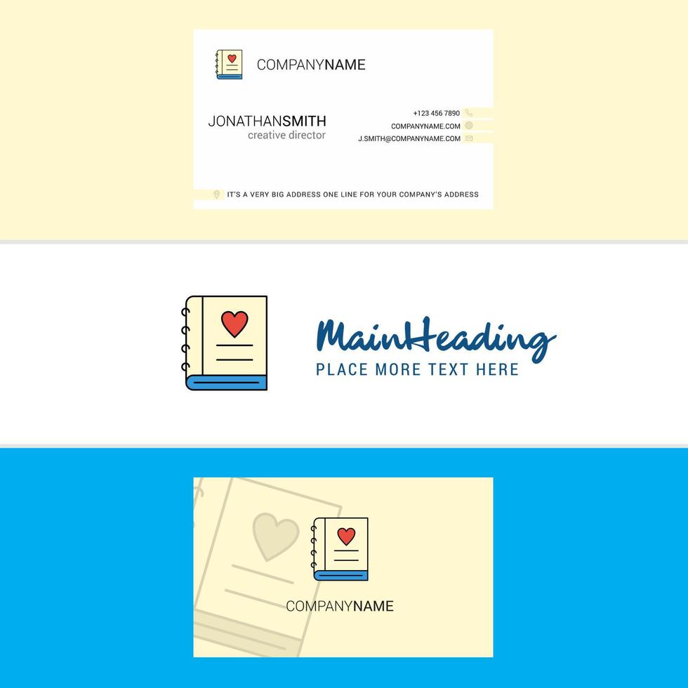 Beautiful Love diary Logo and business card vertical Design Vector