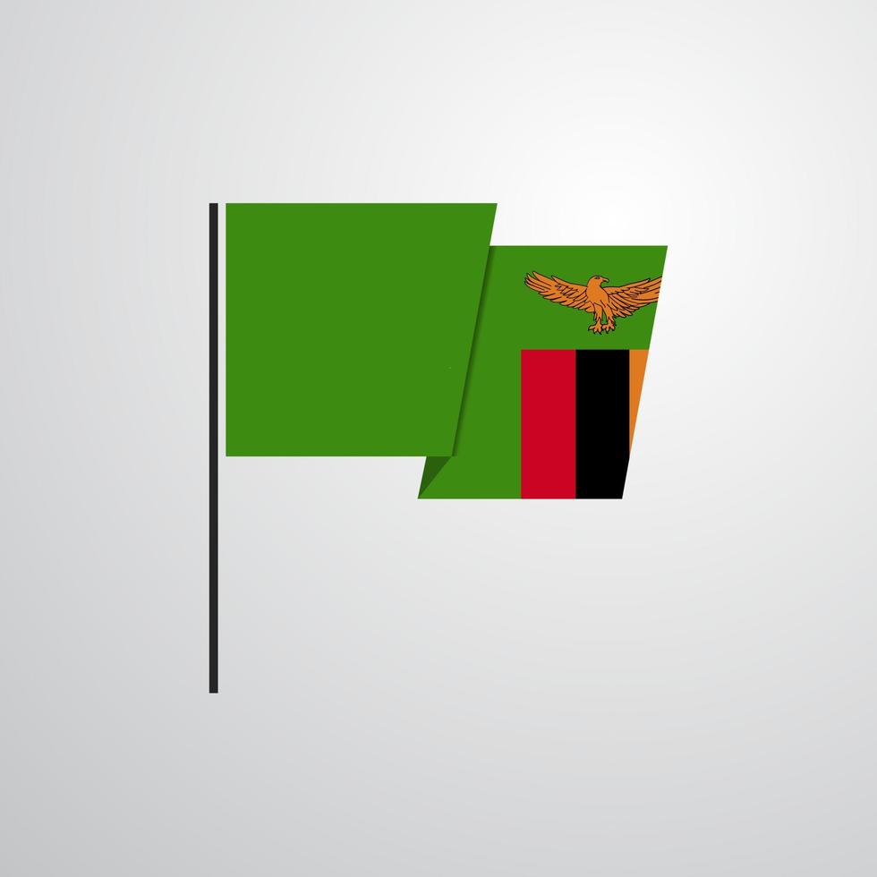 vector de diseño de bandera ondeante de zambia