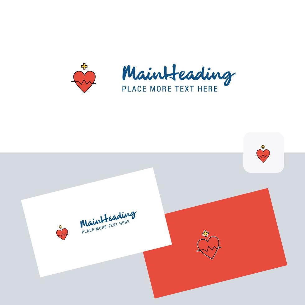 Heart rate vector logotype with business card template Elegant corporate identity Vector