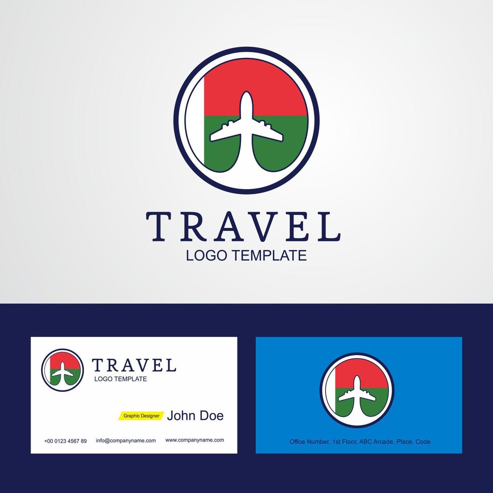 Travel Madgascar Creative Circle flag Logo and Business card design vector