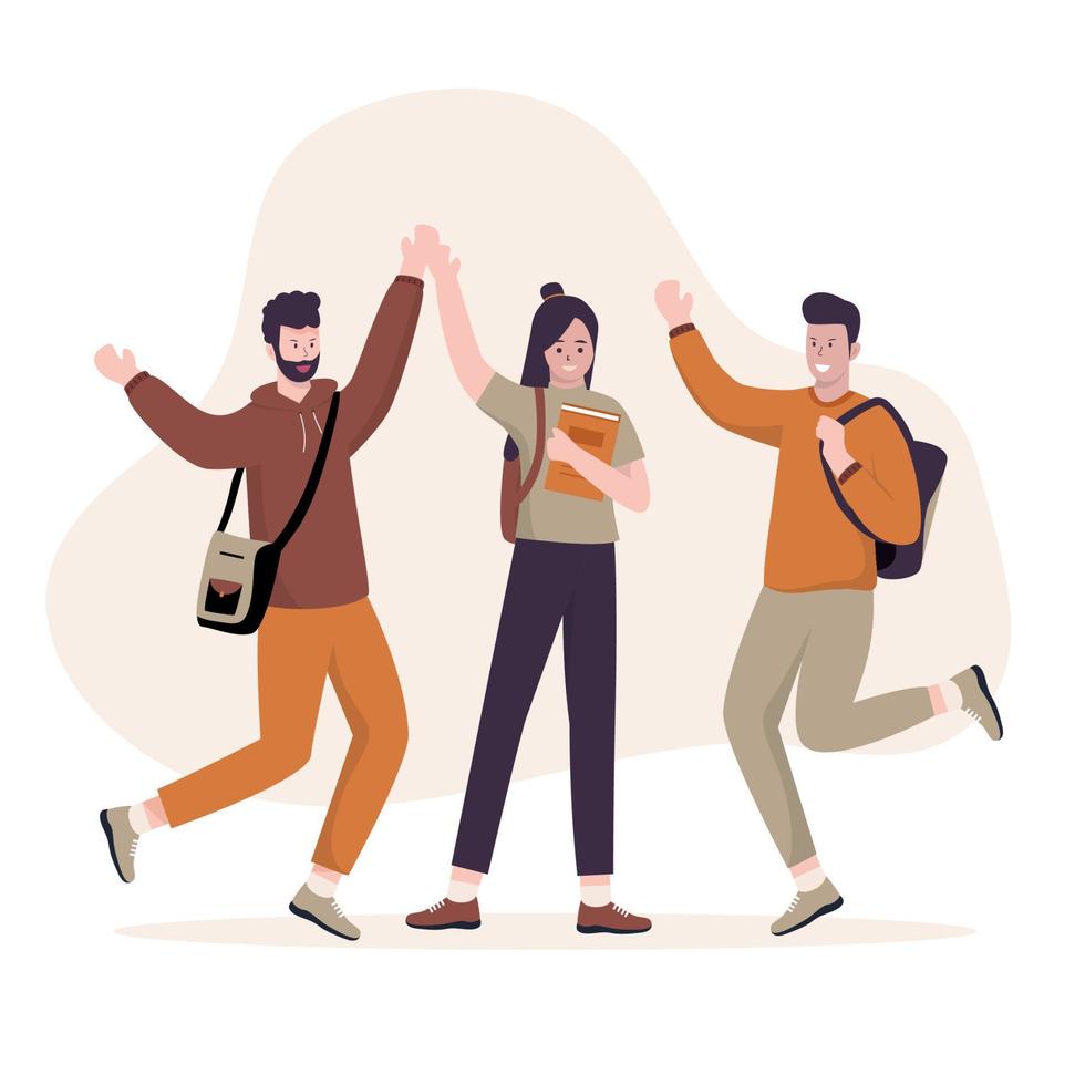 Modern collection of happy college students vector