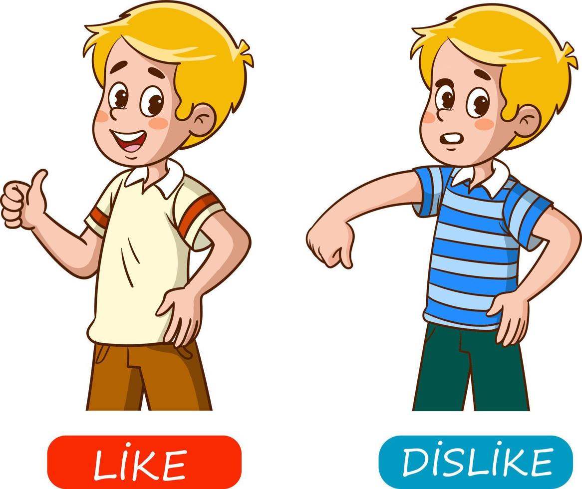 le gusta y le disgusta a los niños ilustración vectorial vector