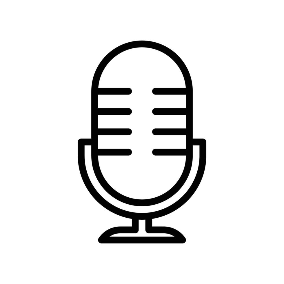 icono de micrófono para grabación o podcast en estilo de contorno negro vector