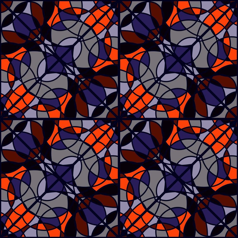 Abstract mosaic of lines seamless pattern. Decorative symmetrical endless ornament. vector