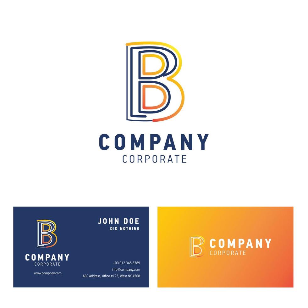 B company logo design with visiting card vector