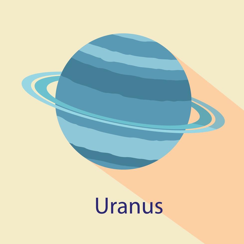 Uranus planet icon, flat style vector