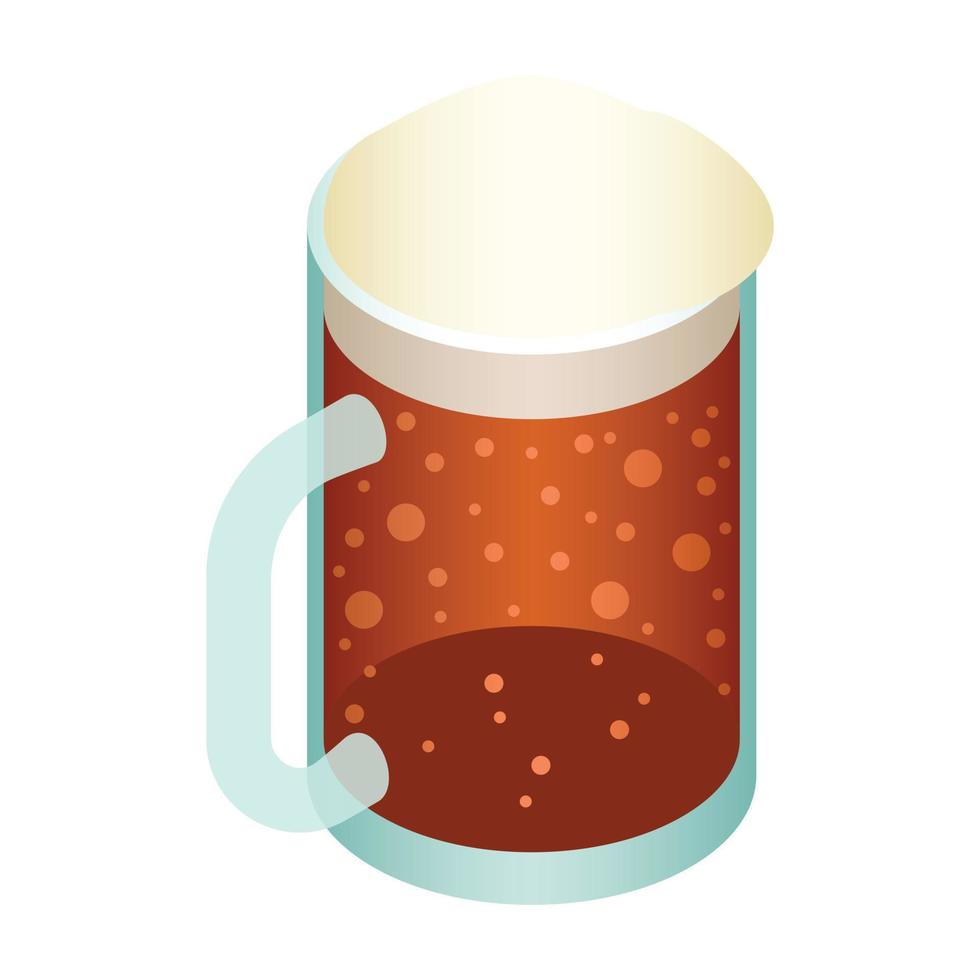 taza de icono de cerveza, estilo isométrico vector