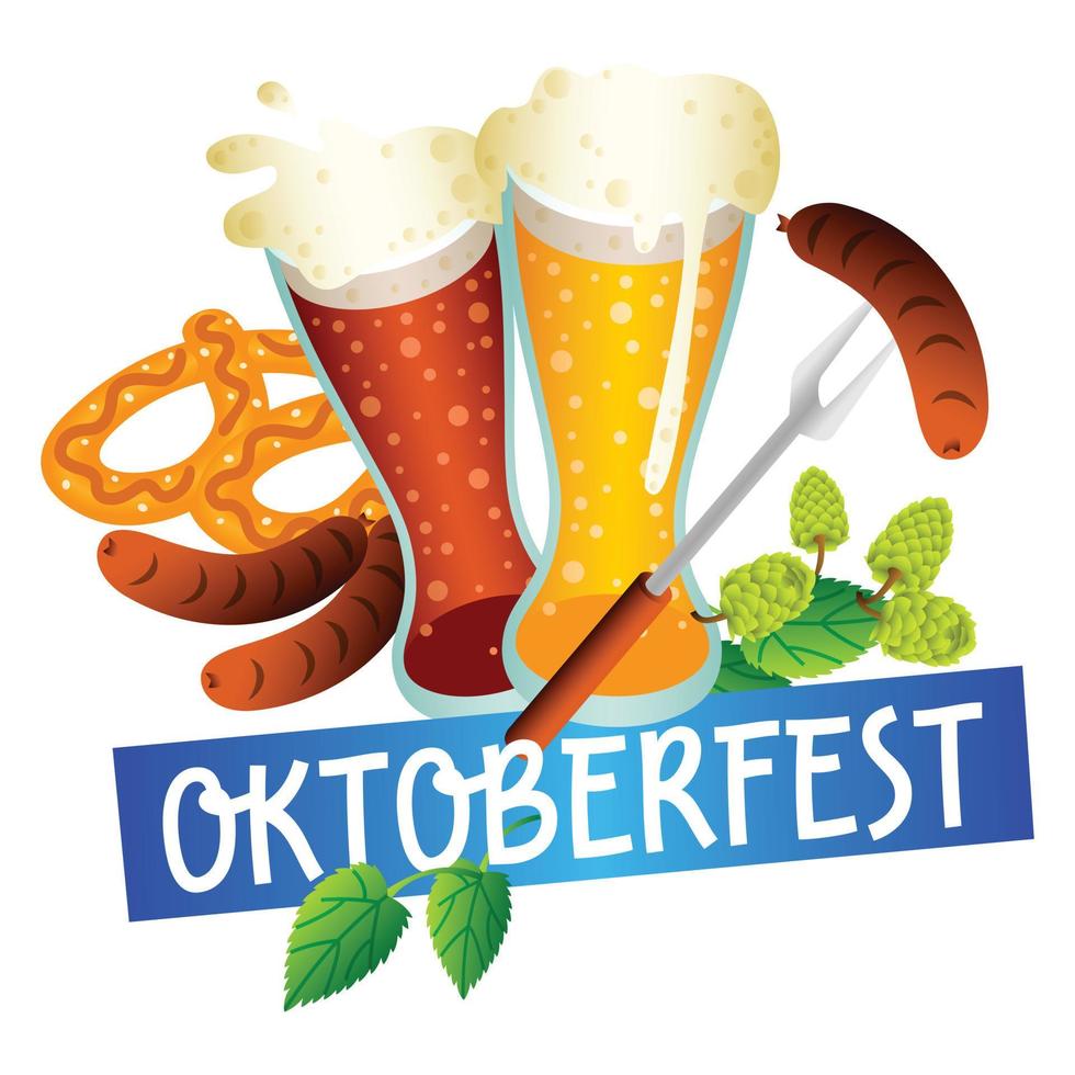 logotipo del festival de la cerveza oktoberfest, estilo isométrico vector