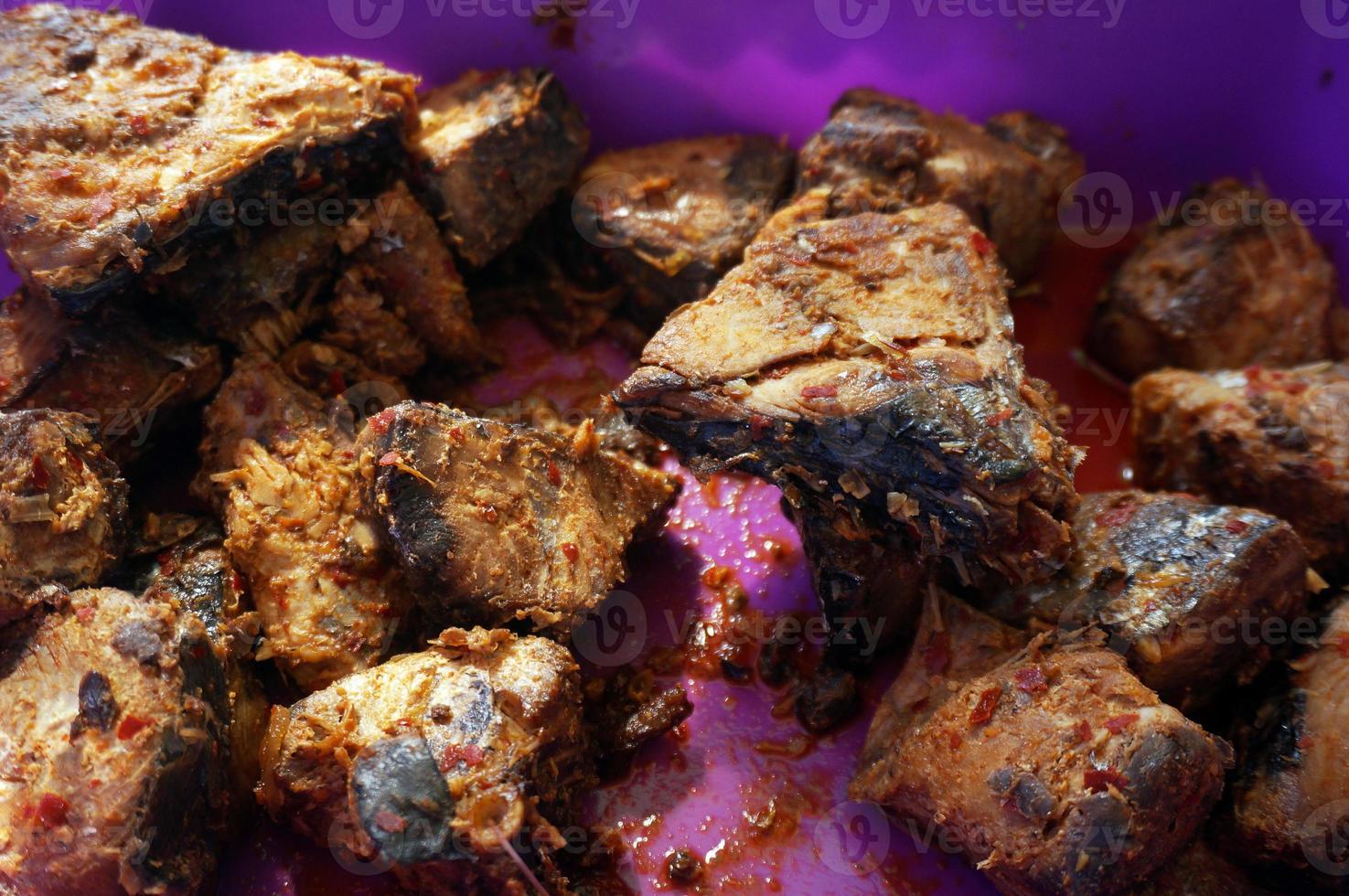 Savory spicy tuna or tuna  fried chili sauce . Indonesia traditional food. photo