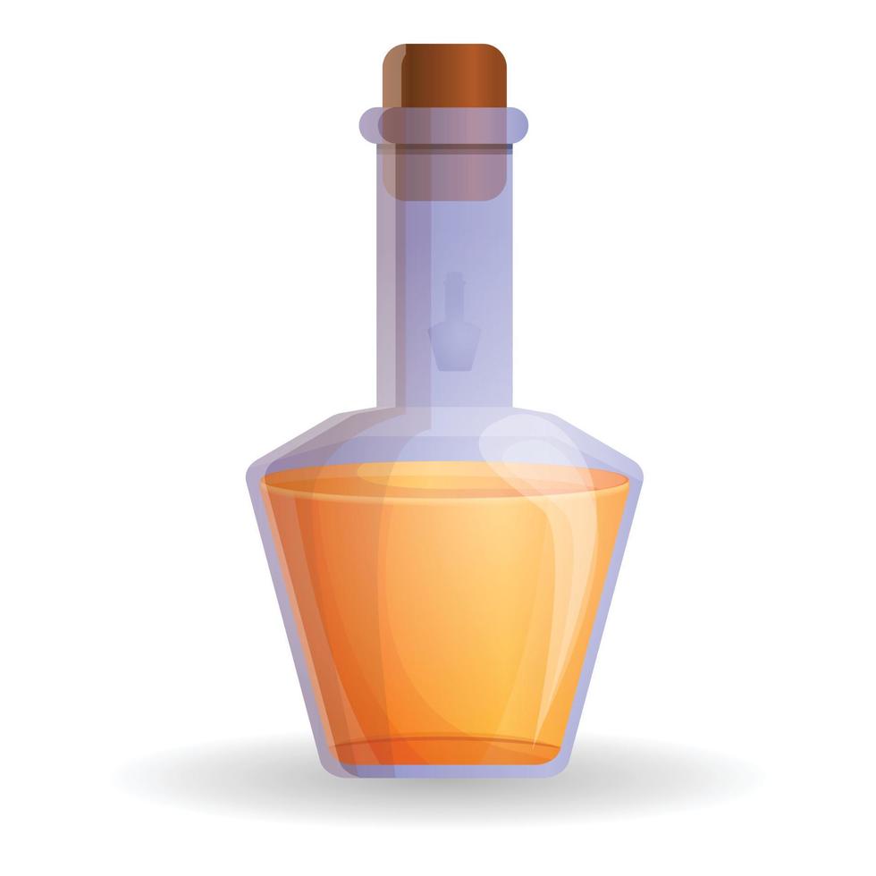 Orange potion bottle icon, cartoon style vector
