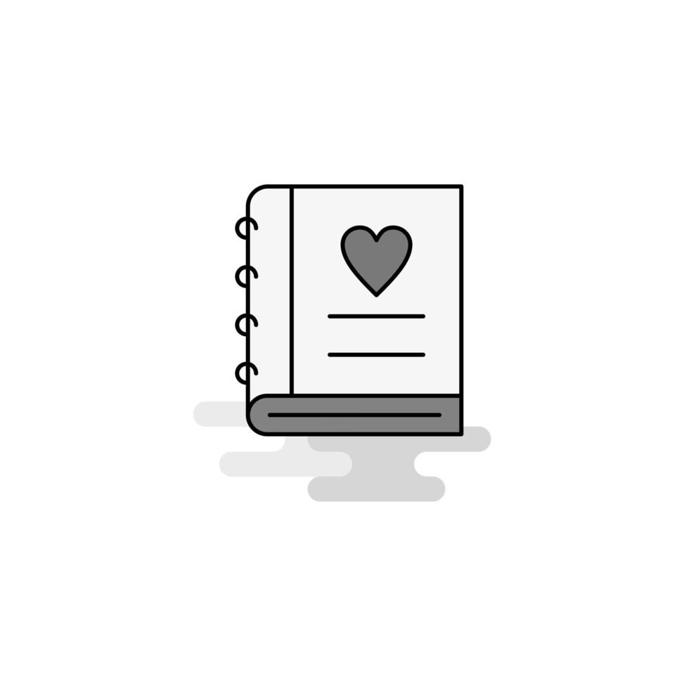 Love diary Web Icon Flat Line Filled Gray Icon Vector