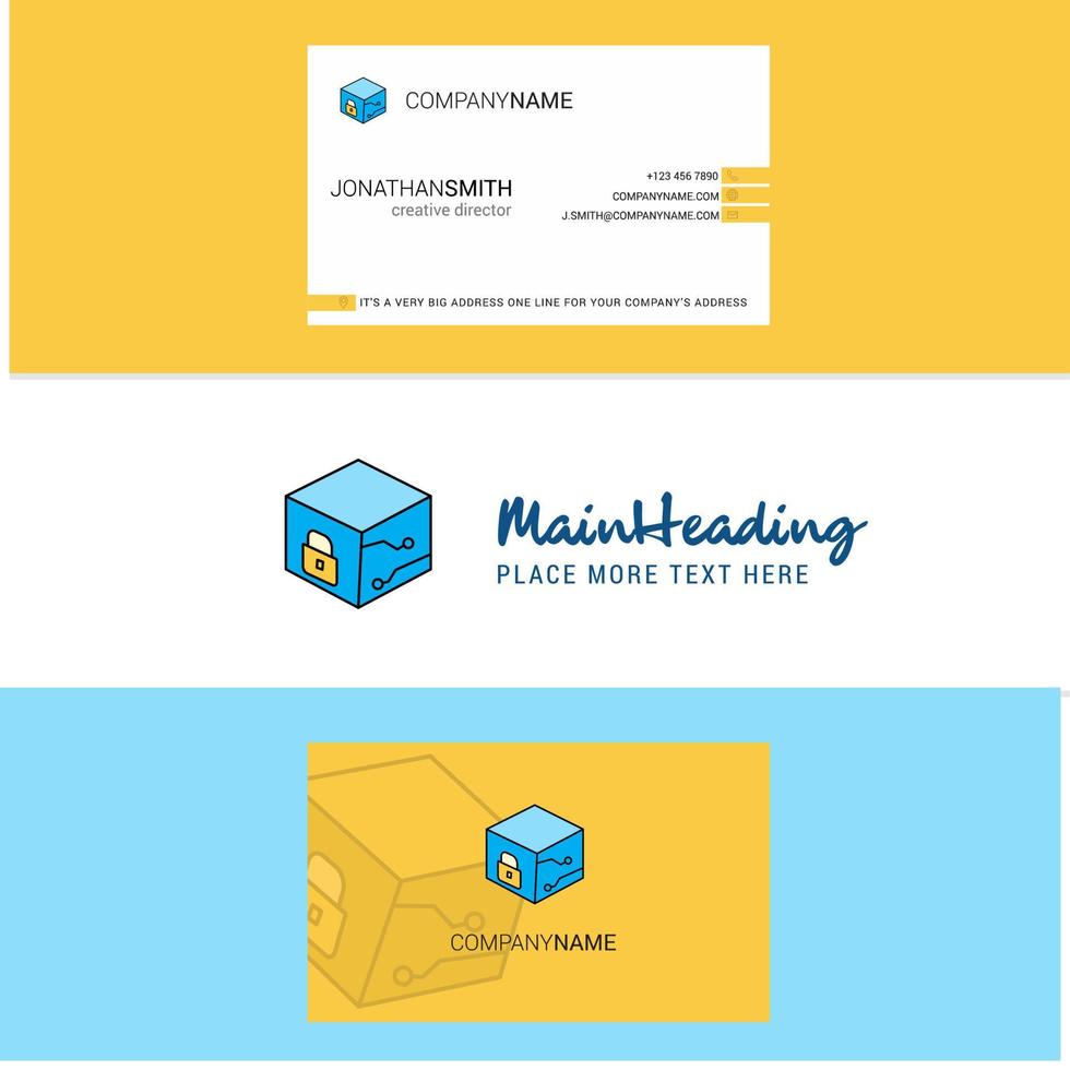 Beautiful Cube Logo and business card vertical Design Vector