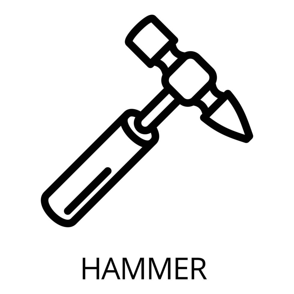 Hammer icon, outline style vector