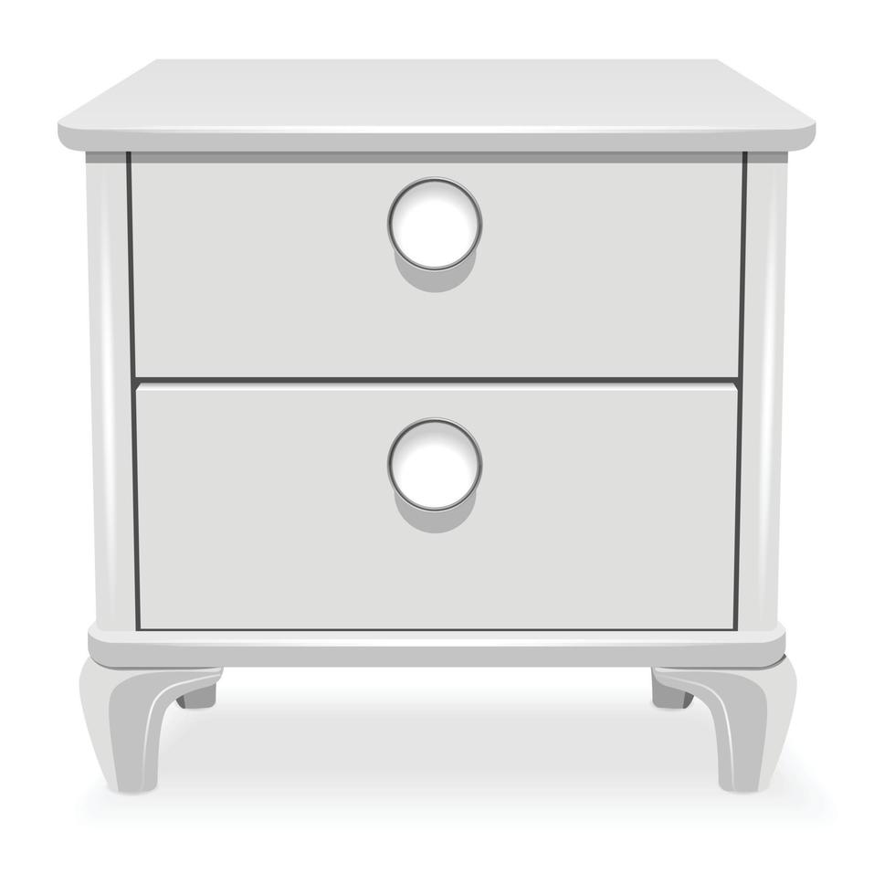 White nightstand icon, realistic style vector