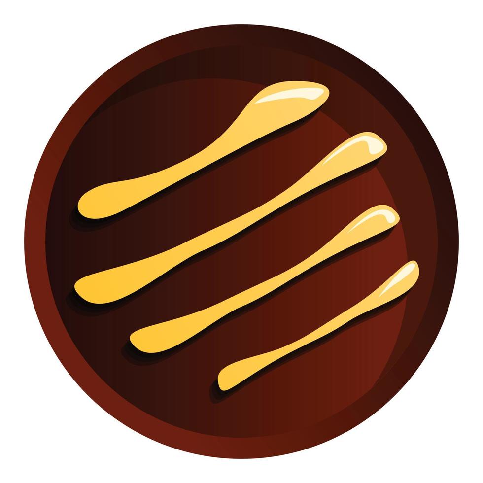 Round chocolate biscuit icon, cartoon style vector