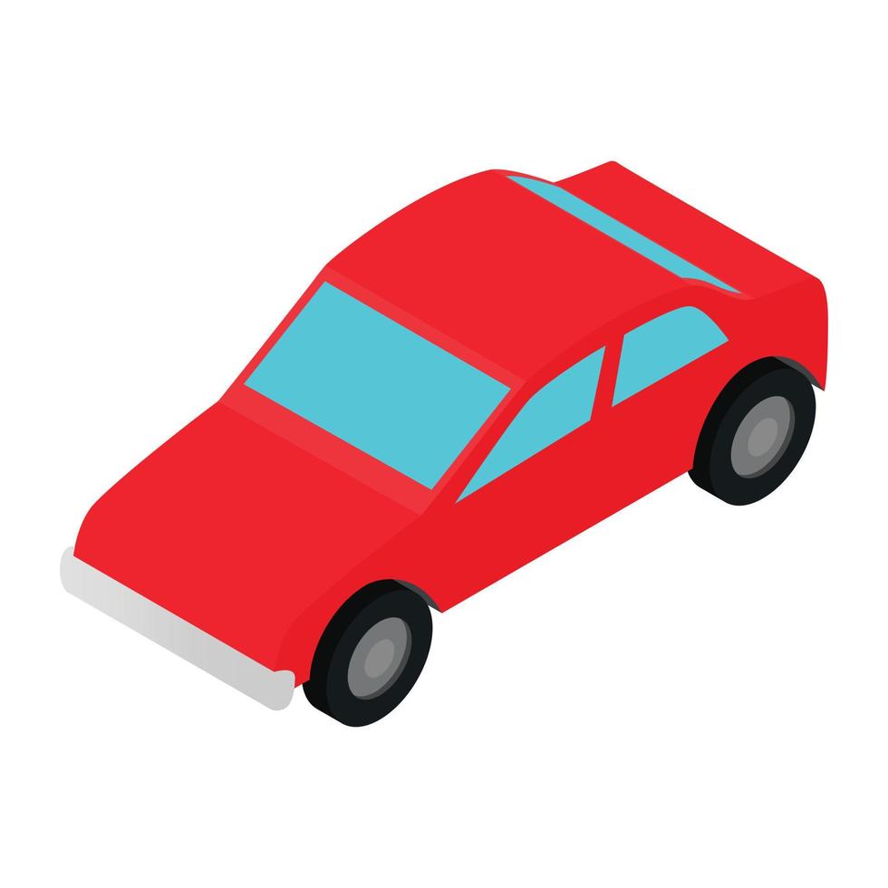 icono 3d isométrico del coche rojo vector